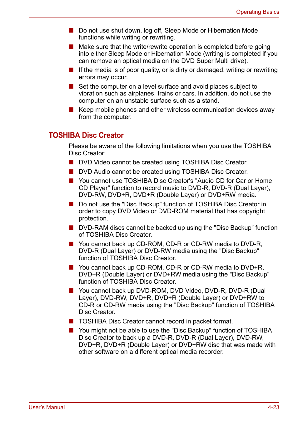 Toshiba disc creator | Toshiba Qosmio X300 User Manual | Page 88 / 220