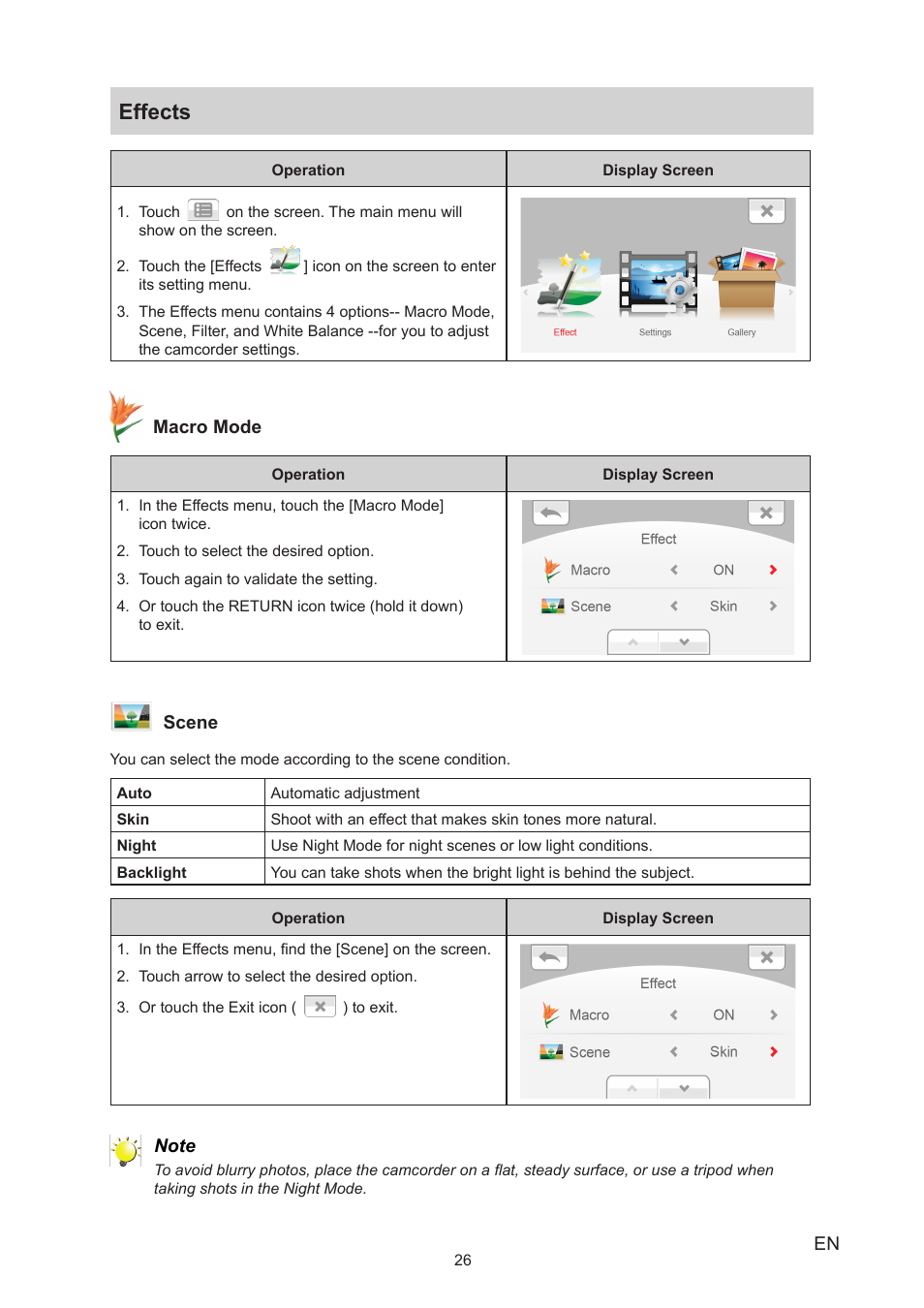 Effects | Toshiba Camileo X150 User Manual | Page 26 / 47