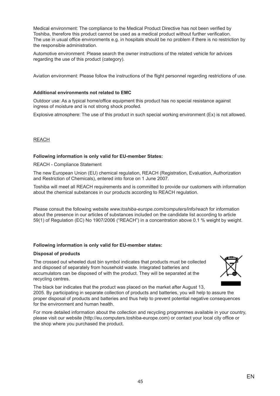 Toshiba Camileo X150 User Manual | Page 45 / 47