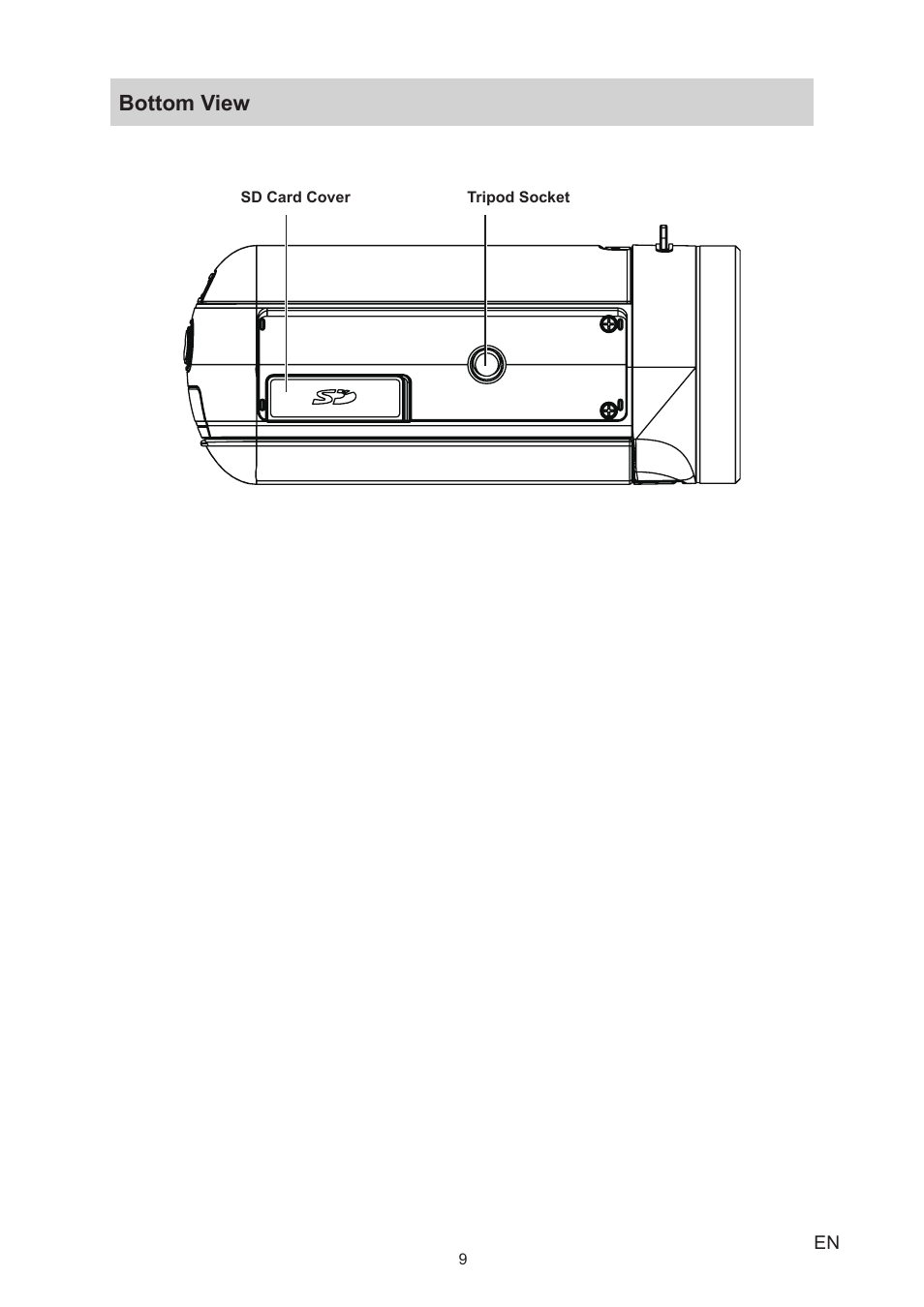 Bottom view | Toshiba Camileo X150 User Manual | Page 9 / 47