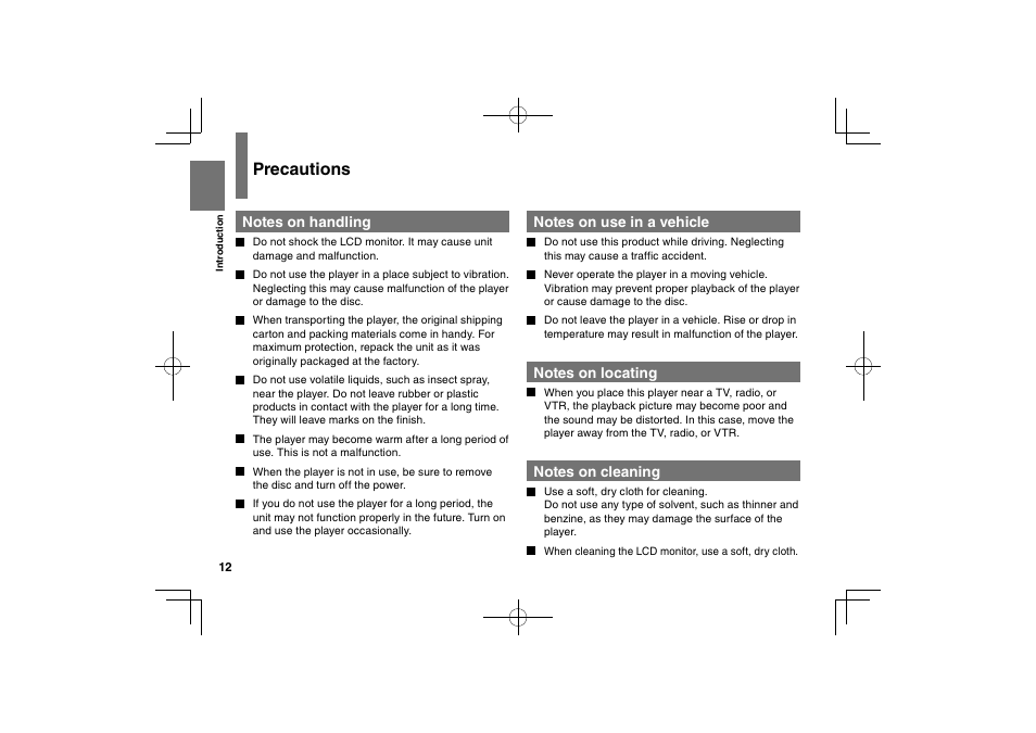 Precautions | Toshiba SDP94D User Manual | Page 12 / 100