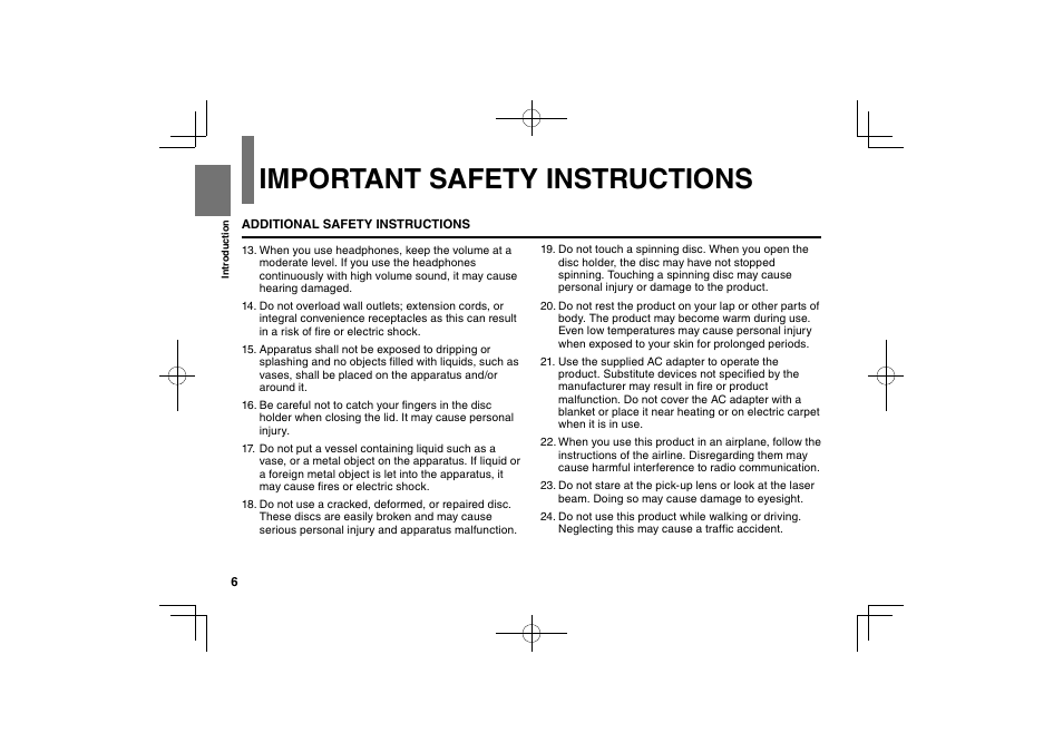 Important safety instructions | Toshiba SDP94D User Manual | Page 6 / 100