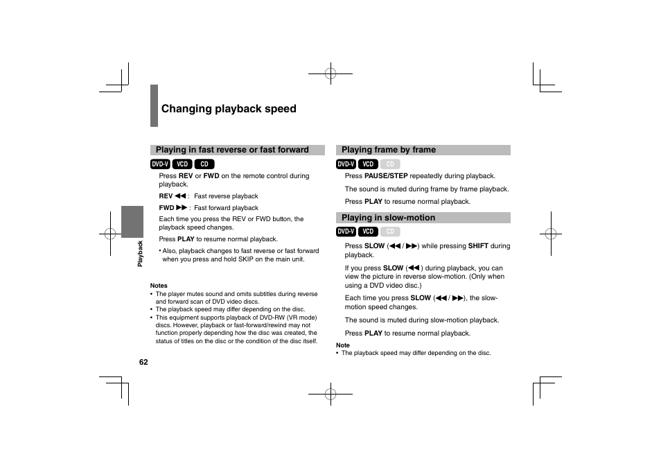 Changing playback speed | Toshiba SDP94D User Manual | Page 62 / 100