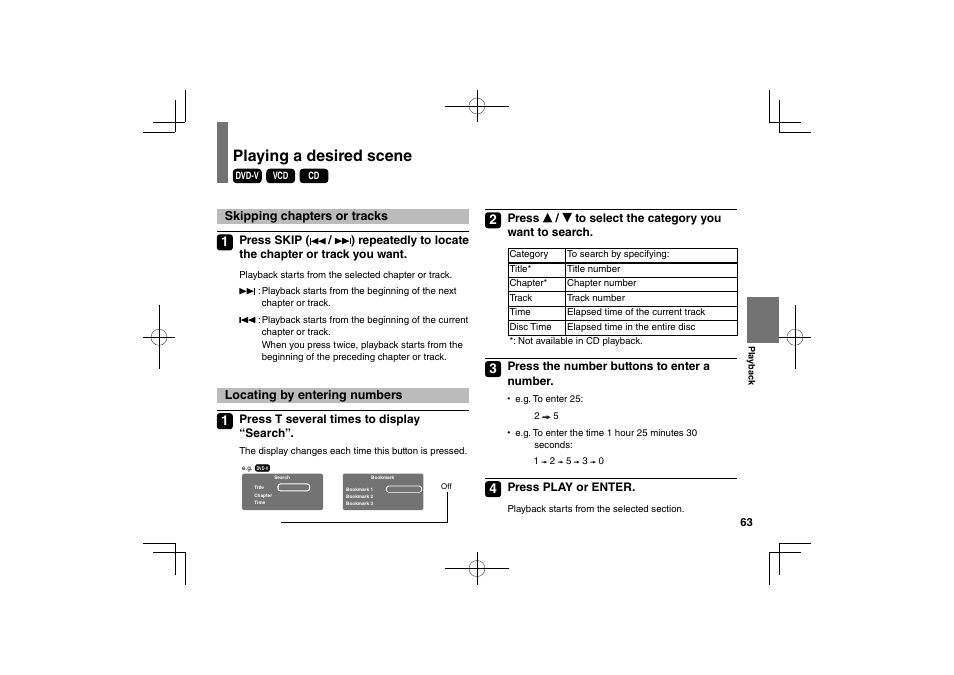 Playing a desired scene | Toshiba SDP94D User Manual | Page 63 / 100