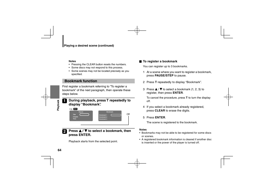 Bookmark function | Toshiba SDP94D User Manual | Page 64 / 100