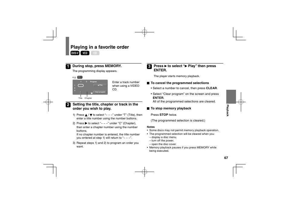 Playing in a favorite order | Toshiba SDP94D User Manual | Page 67 / 100