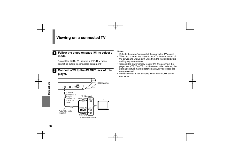 Viewing on a connected tv | Toshiba SDP94D User Manual | Page 86 / 100