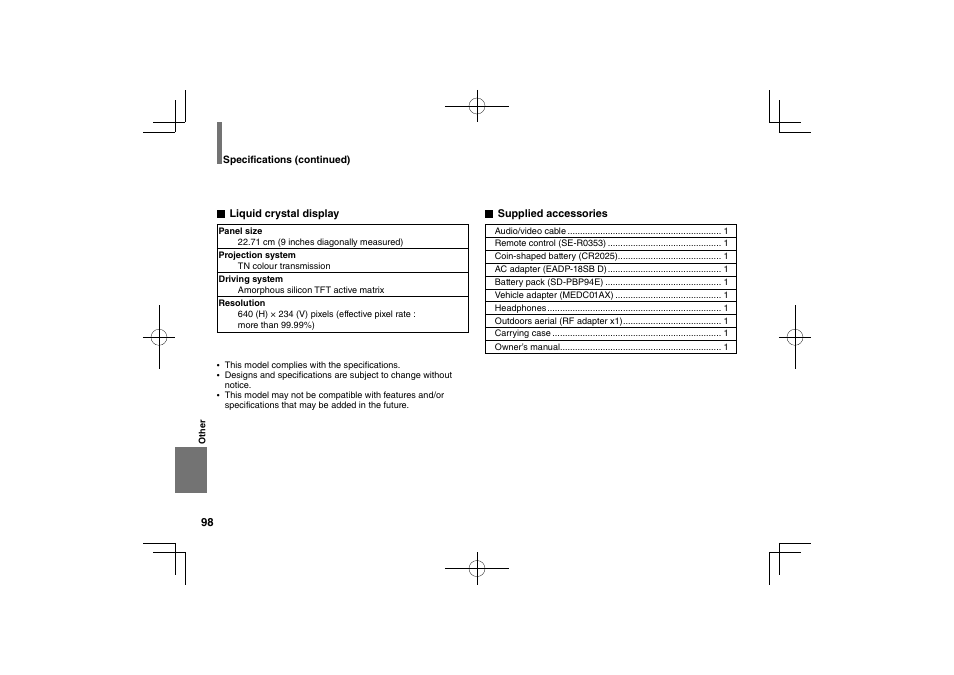 Toshiba SDP94D User Manual | Page 98 / 100