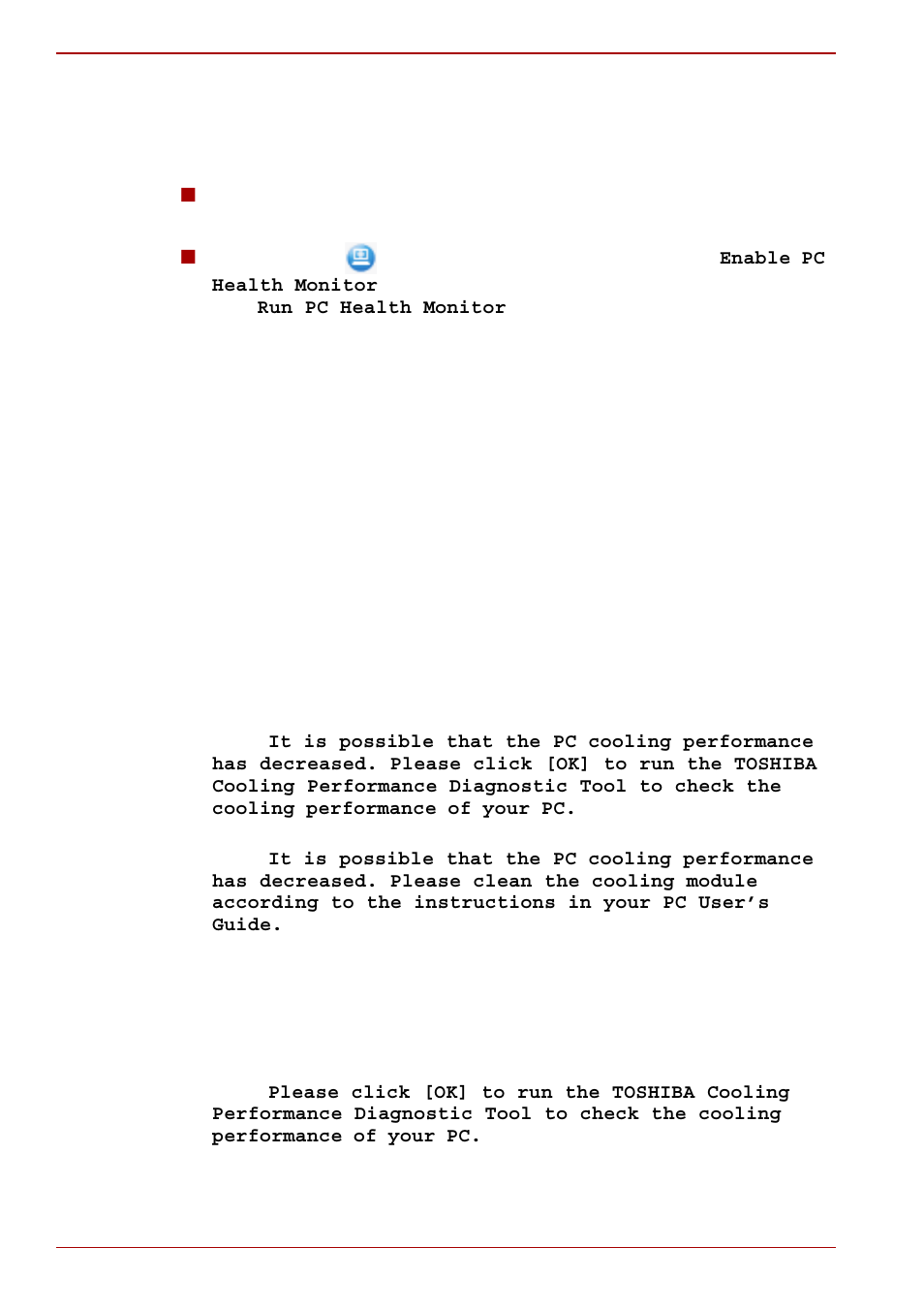 Starting the toshiba pc health monitor | Toshiba Portege M780 User Manual | Page 232 / 258