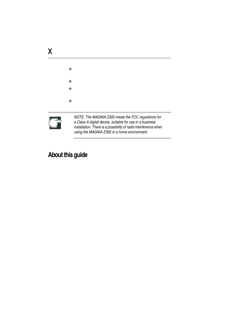 About this guide | Toshiba Magnia Z300 User Manual | Page 10 / 272