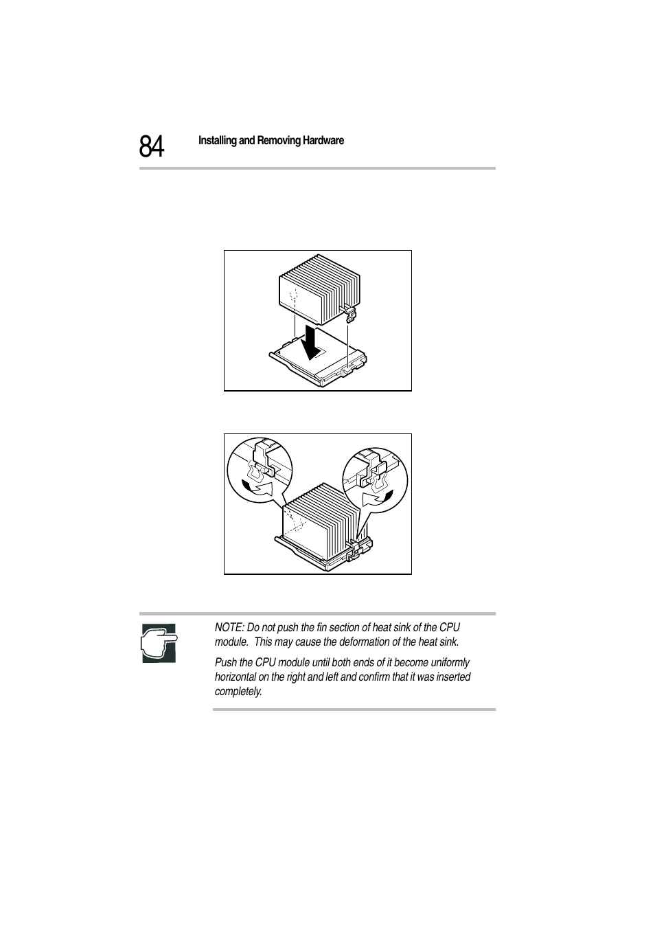 Attaching the heat sink, Fixing the clips | Toshiba Magnia Z300 User Manual | Page 106 / 272