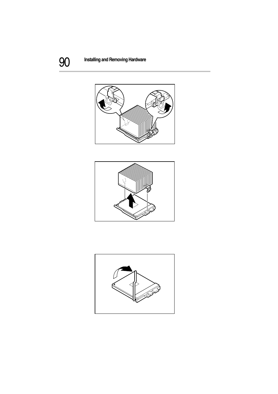 Releasing the clips, Removing the heat sink, Raising the lock lever | Toshiba Magnia Z300 User Manual | Page 112 / 272