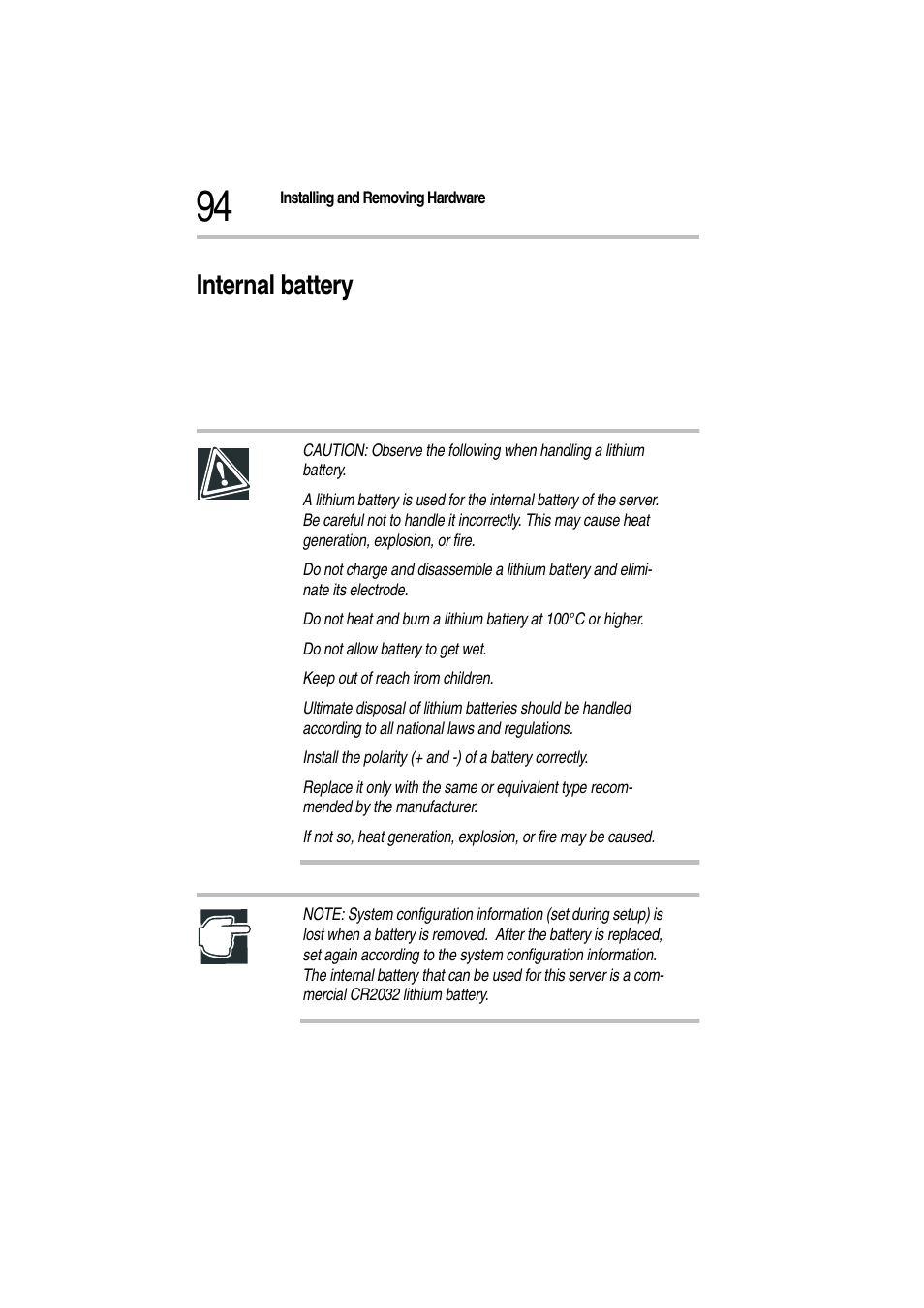 Internal battery | Toshiba Magnia Z300 User Manual | Page 116 / 272