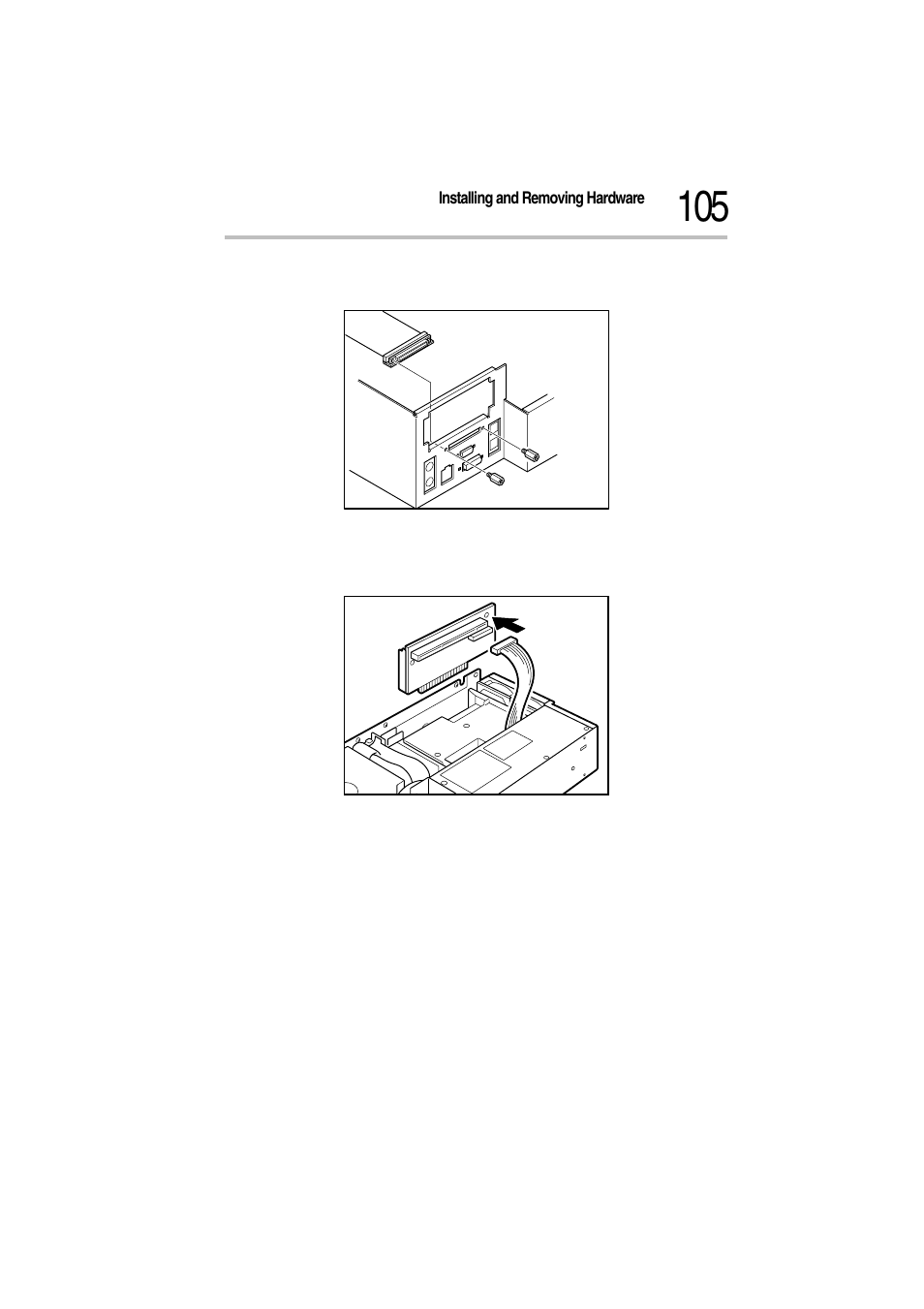 5 install the scsi cable, Installing the scsi cable, 6 connect the scsi cable of the scsi riser card | Connecting the scsi cable of the scsi riser card | Toshiba Magnia Z300 User Manual | Page 127 / 272