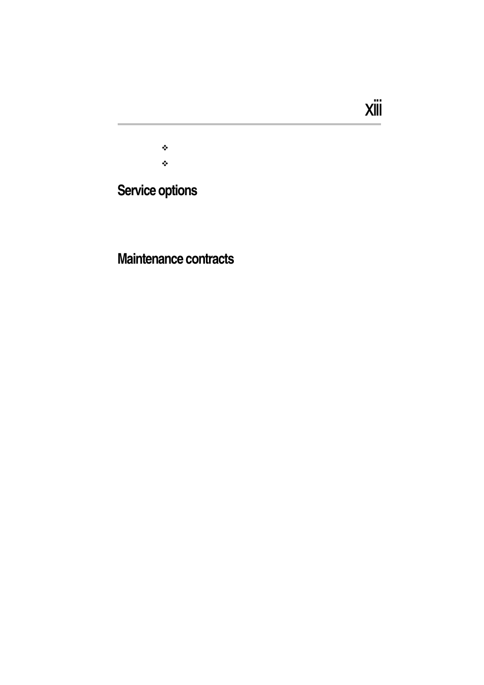 Service options, Maintenance contracts, Xiii | Toshiba Magnia Z300 User Manual | Page 13 / 272