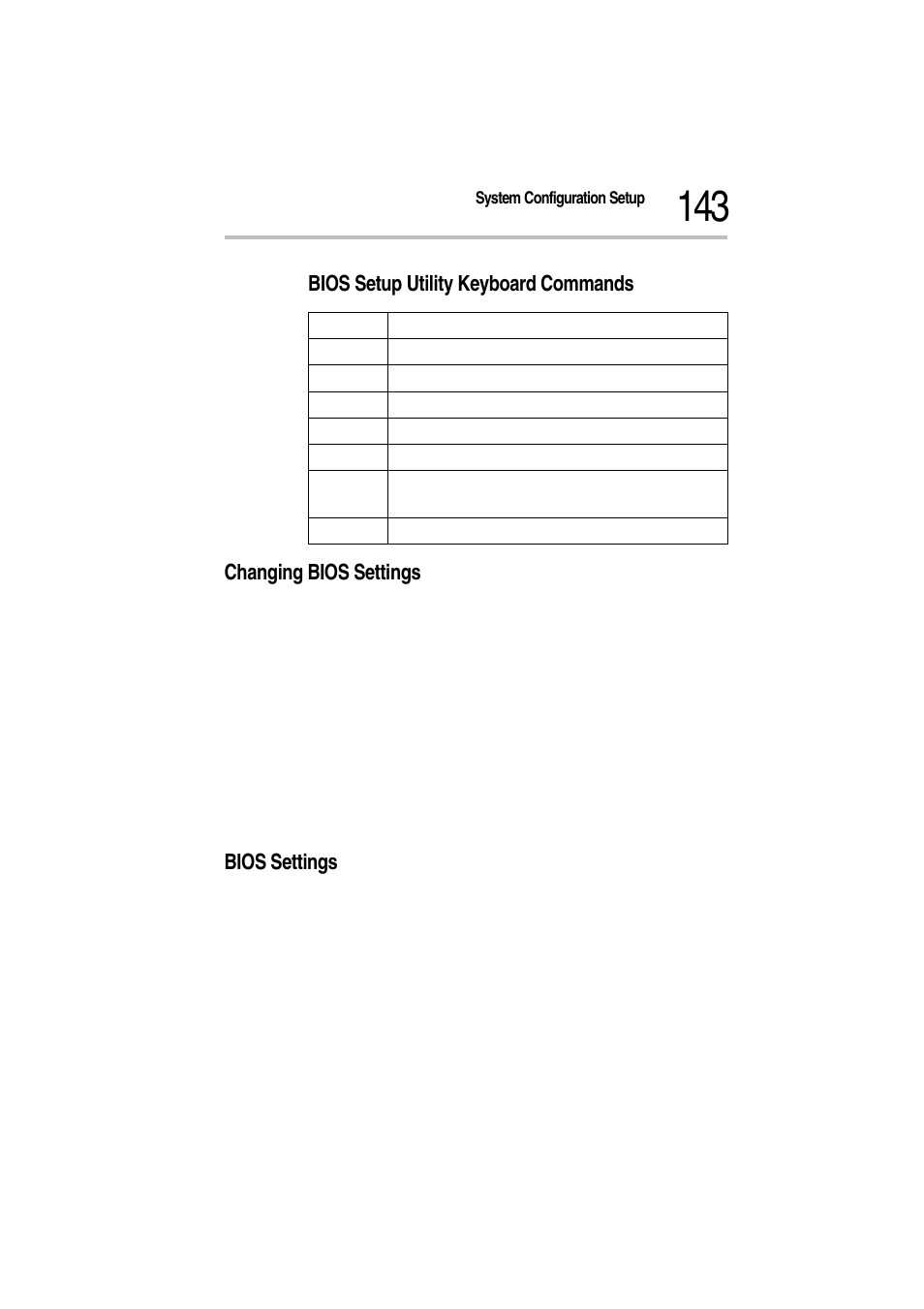 Bios setup utility keyboard commands, Changing bios settings, 3 set the value for the selected item | 4 press the <esc> key to exit the submenu, Bios settings, Changing bios settings bios settings | Toshiba Magnia Z300 User Manual | Page 165 / 272