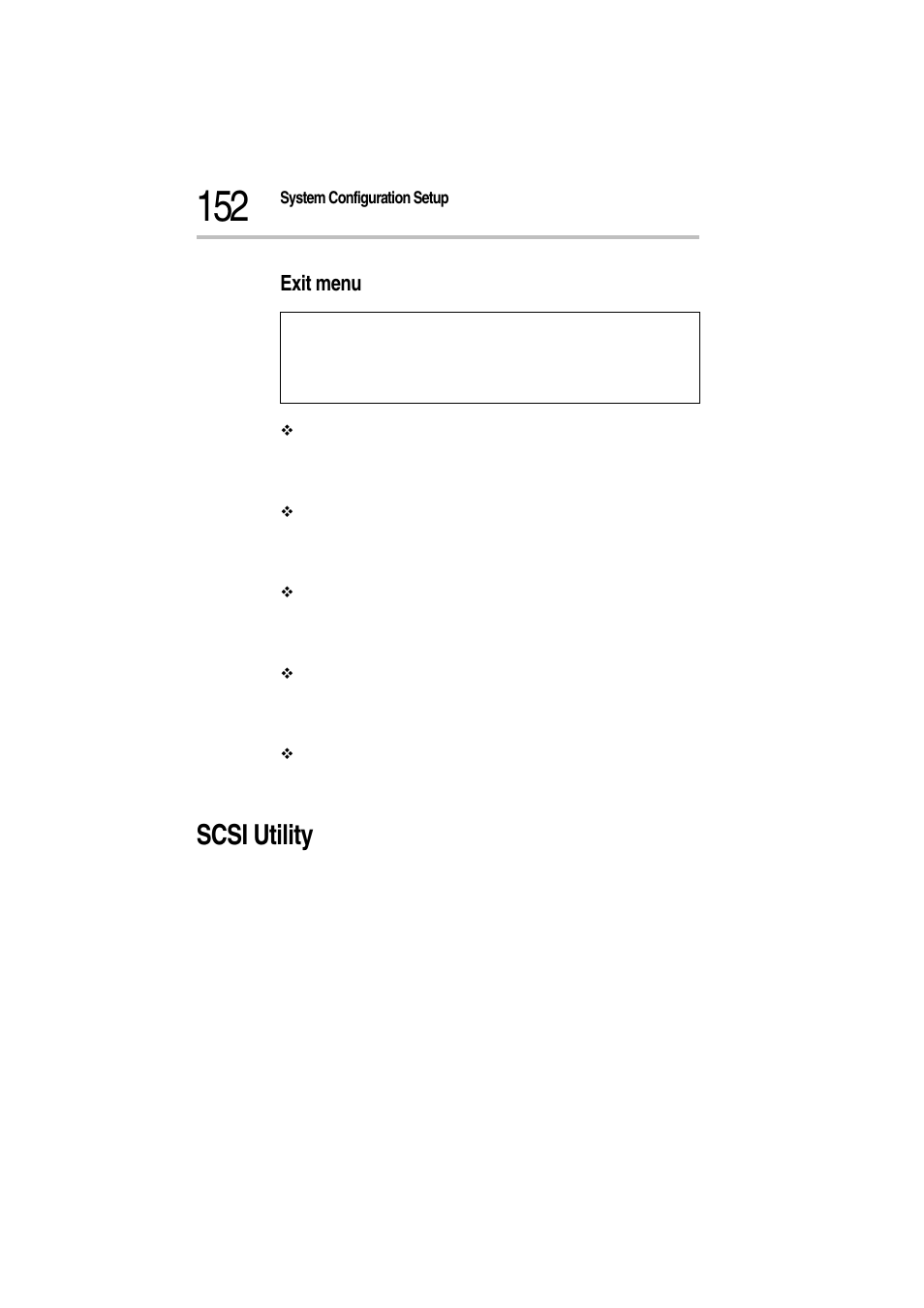 Exit menu, Scsi utility | Toshiba Magnia Z300 User Manual | Page 174 / 272