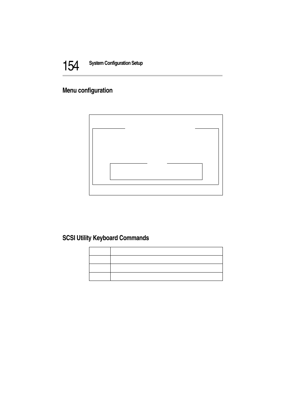 Menu configuration, Scsi utility keyboard commands, Menu configuration scsi utility keyboard commands | Toshiba Magnia Z300 User Manual | Page 176 / 272