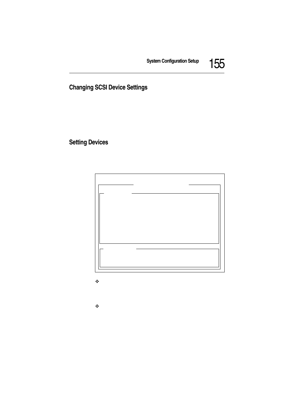 Changing scsi device settings, 2 make any necessary changes then save the changes, 3 select exit this menu to exit the submenu | Setting devices, Changing scsi device settings setting devices | Toshiba Magnia Z300 User Manual | Page 177 / 272