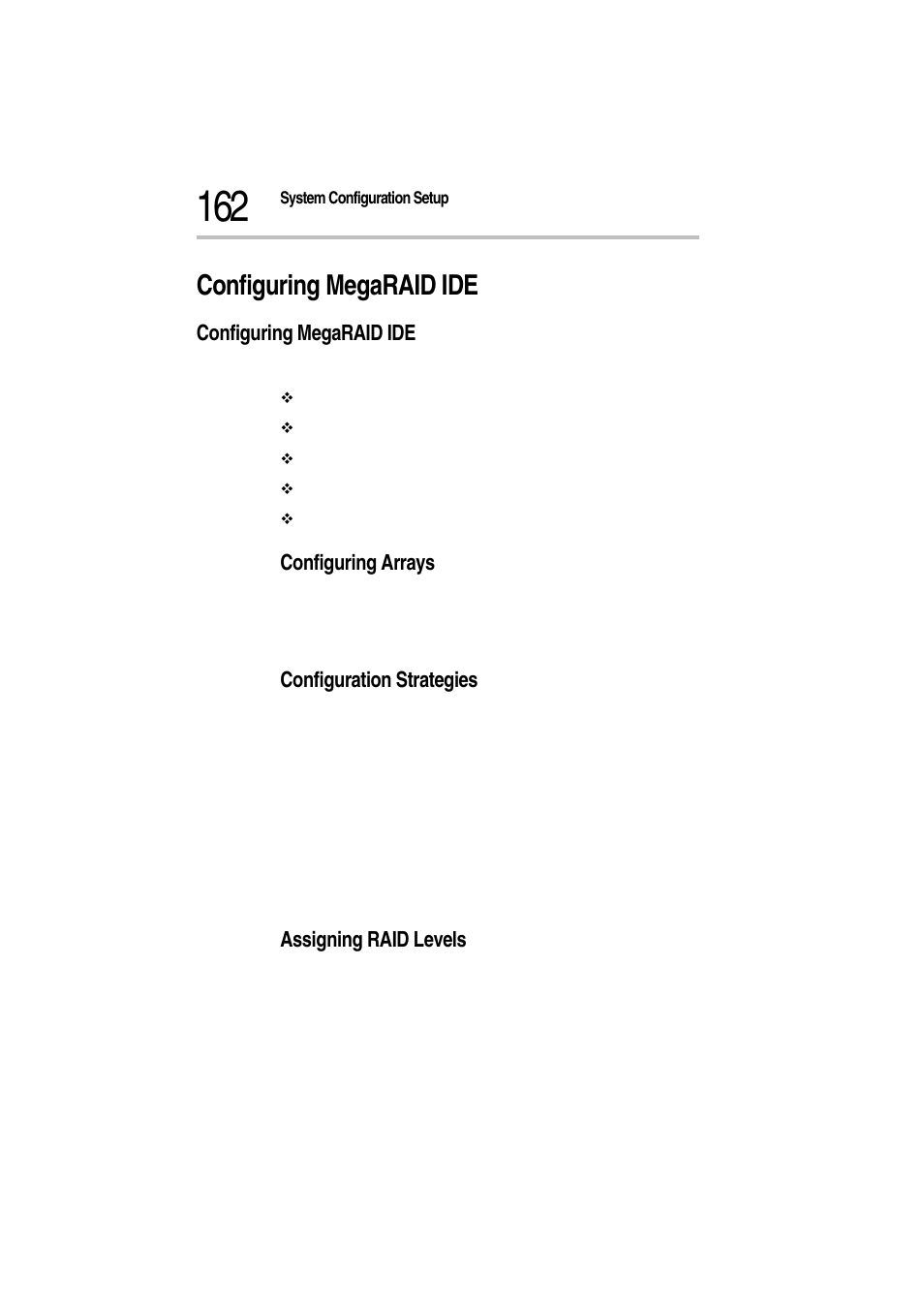 Configuring megaraid ide, Configuring arrays, Configuration strategies | Assigning raid levels | Toshiba Magnia Z300 User Manual | Page 184 / 272