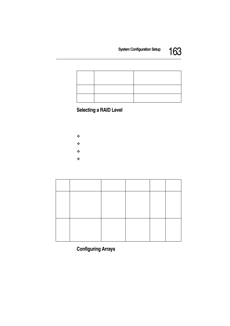 Selecting a raid level, Configuring arrays | Toshiba Magnia Z300 User Manual | Page 185 / 272