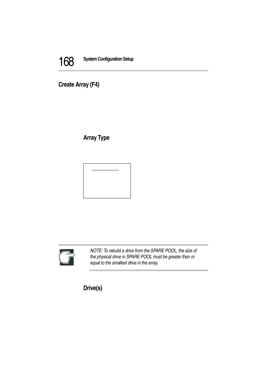 Create array (f4), Array type, Drive(s) | Toshiba Magnia Z300 User Manual | Page 190 / 272