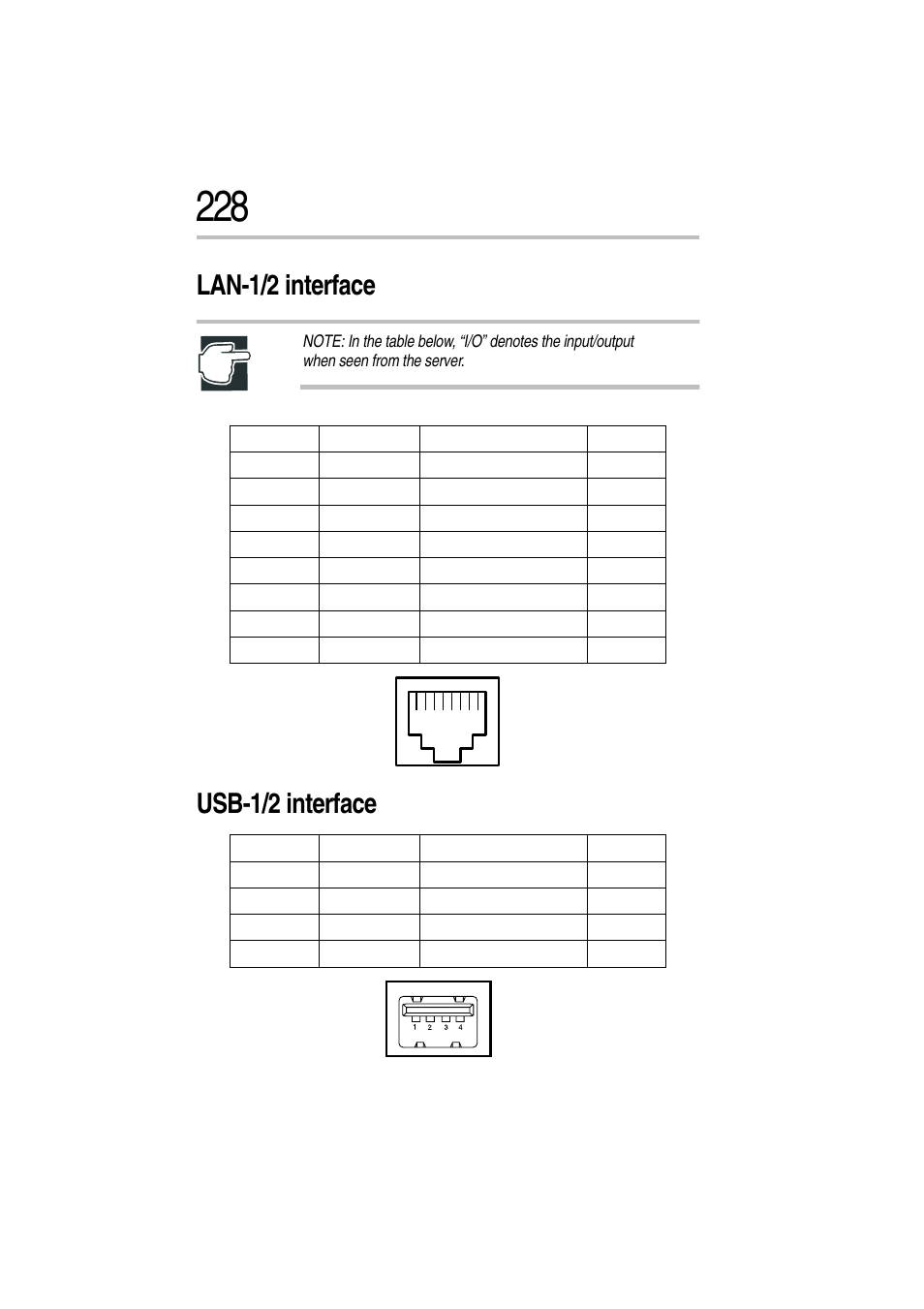 Lan-1/2 interface, Usb-1/2 interface, Lan-1/2 interface usb-1/2 interface | Toshiba Magnia Z300 User Manual | Page 250 / 272