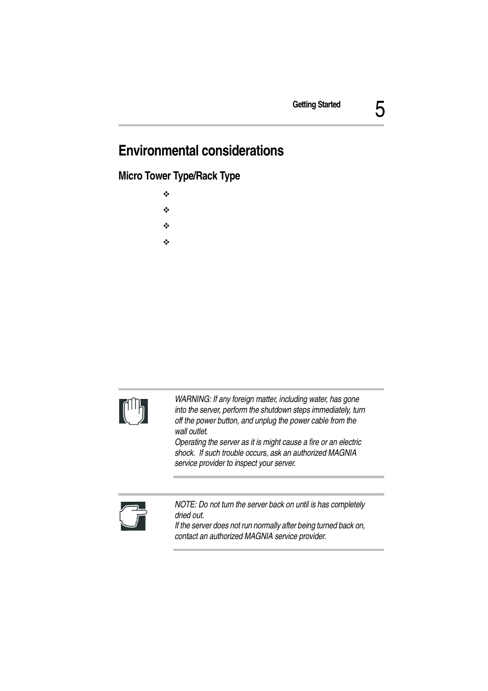 Environmental considerations, Micro tower type/rack type | Toshiba Magnia Z300 User Manual | Page 27 / 272