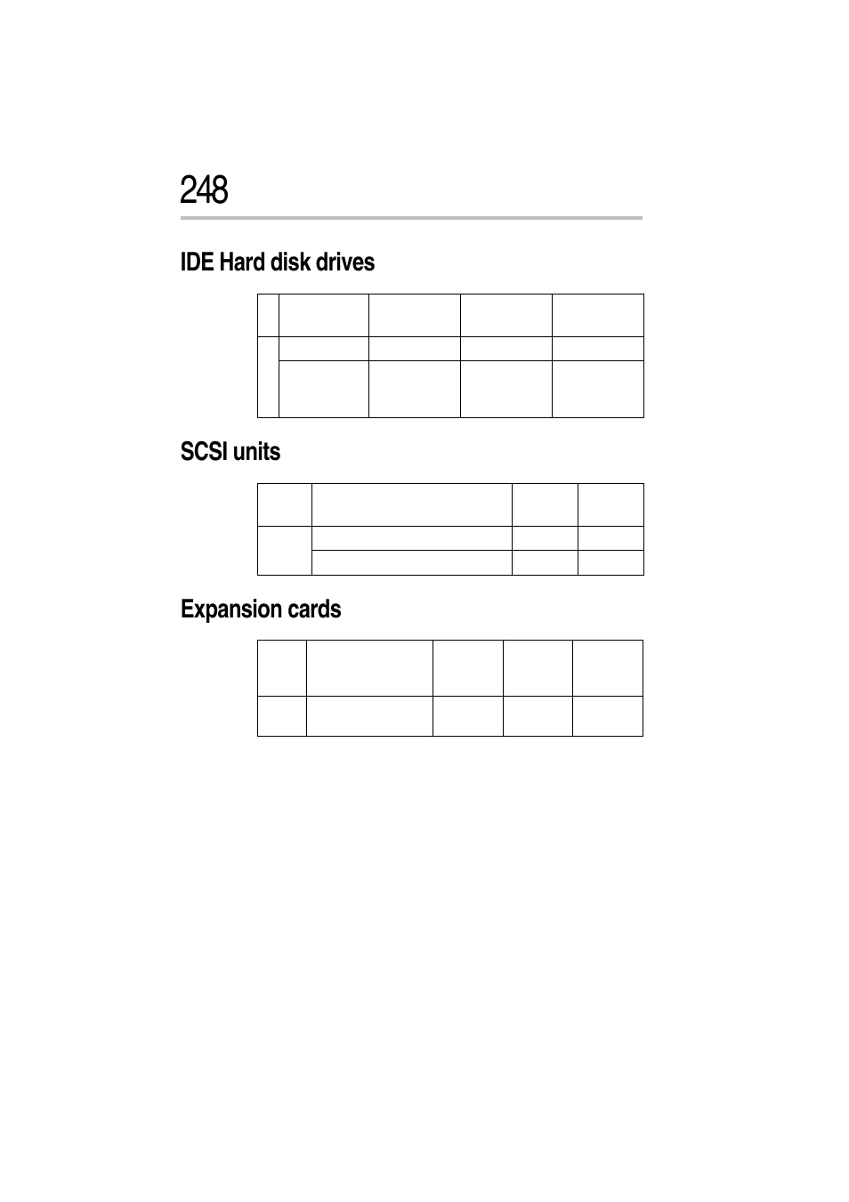 Ide hard disk drives, Scsi units, Expansion cards | Ide hard disk drives scsi units expansion cards | Toshiba Magnia Z300 User Manual | Page 270 / 272