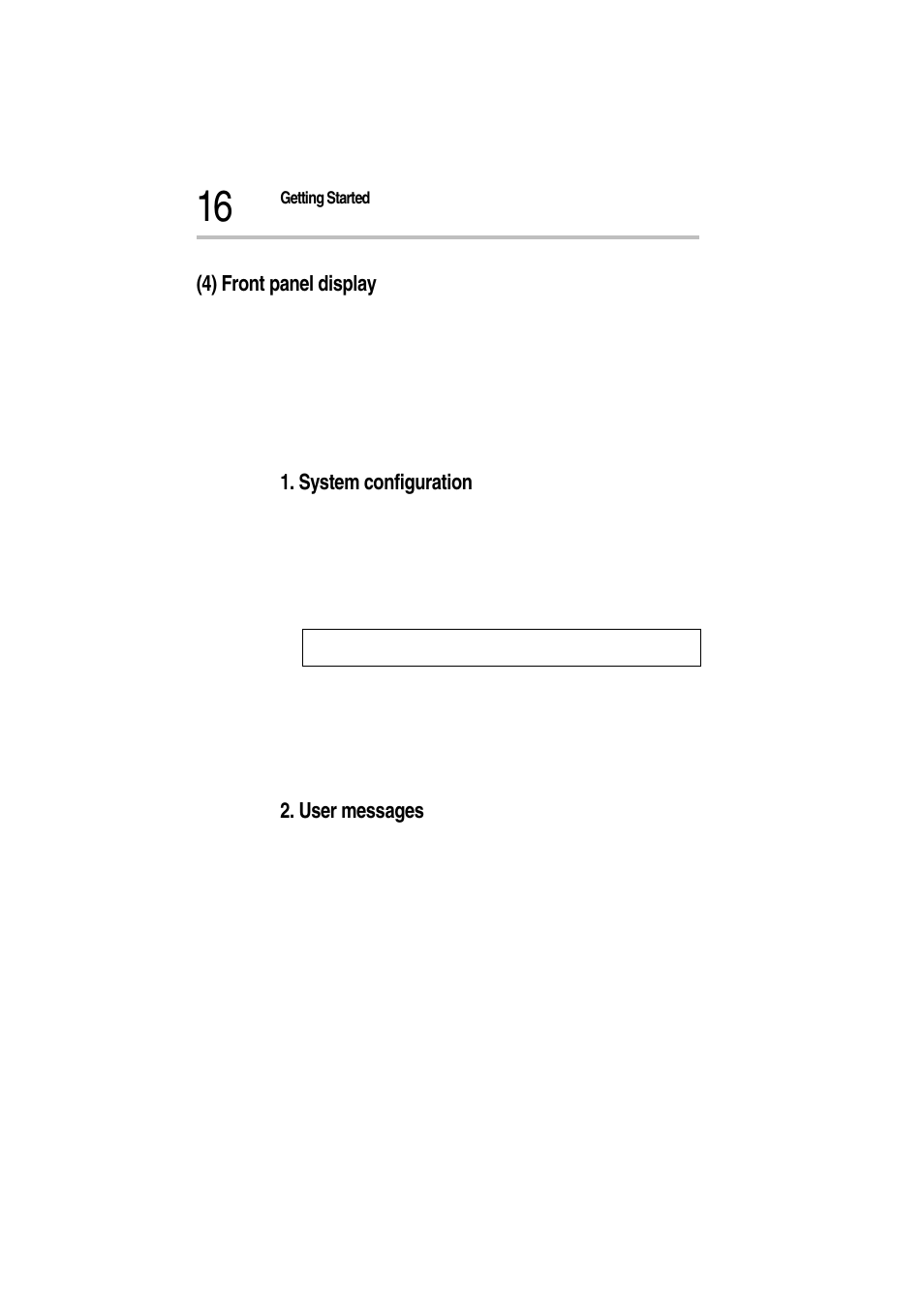 4) front panel display, System configuration, User messages | Toshiba Magnia Z300 User Manual | Page 38 / 272