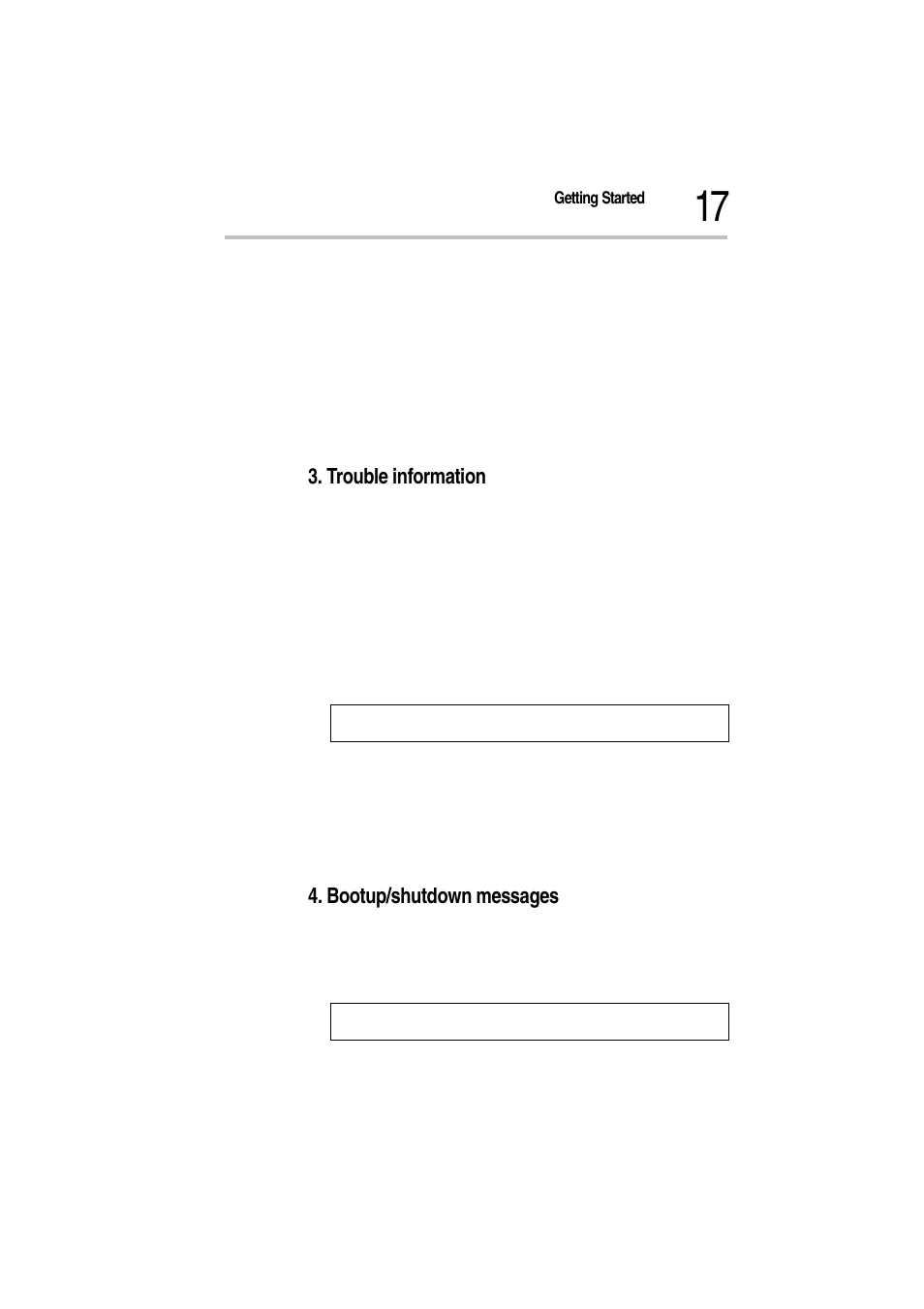 Trouble information, Bootup/shutdown messages | Toshiba Magnia Z300 User Manual | Page 39 / 272