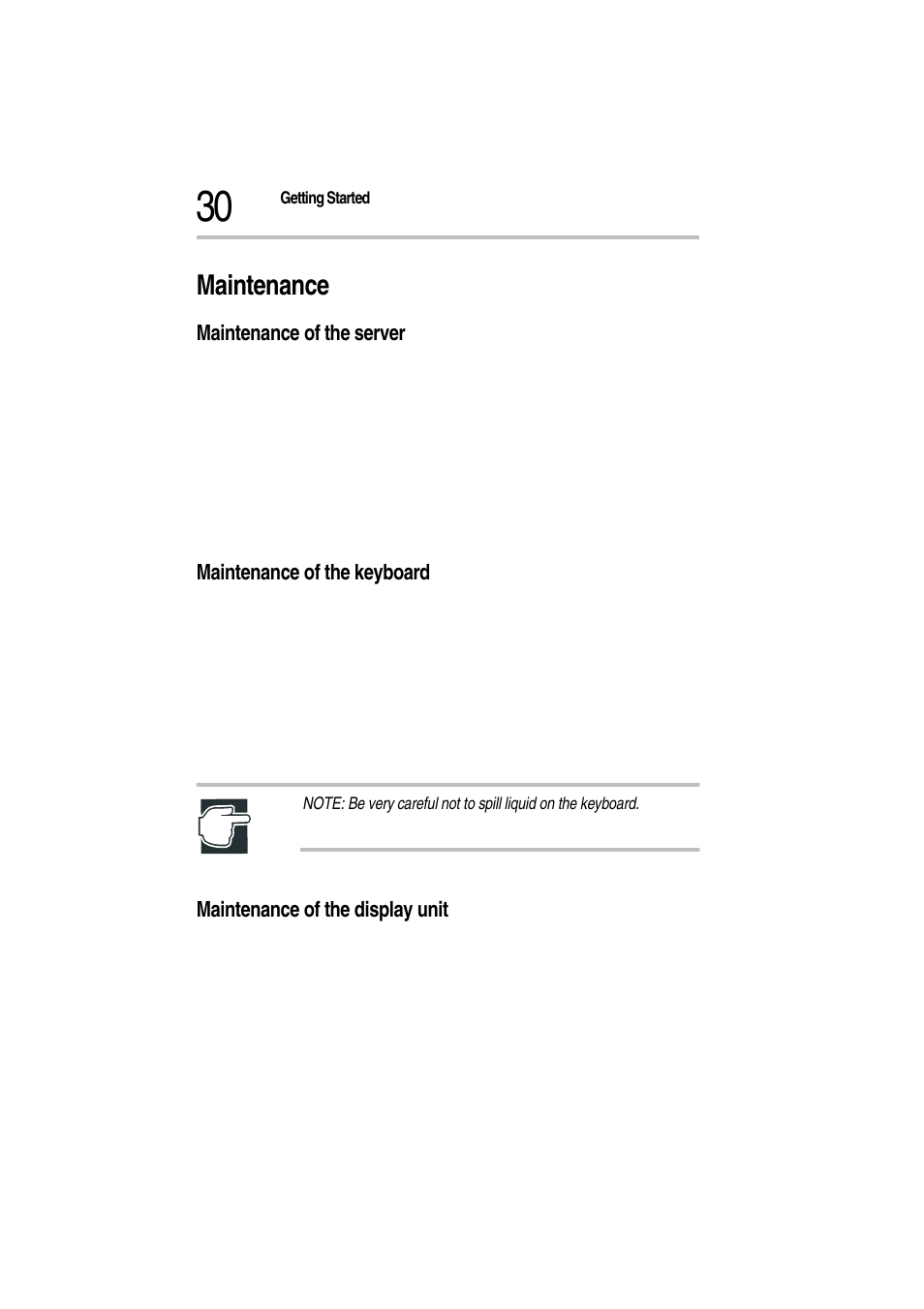 Maintenance, Maintenance of the server, Maintenance of the keyboard | 3 clean every key with a soft dry cloth, Maintenance of the display unit | Toshiba Magnia Z300 User Manual | Page 52 / 272