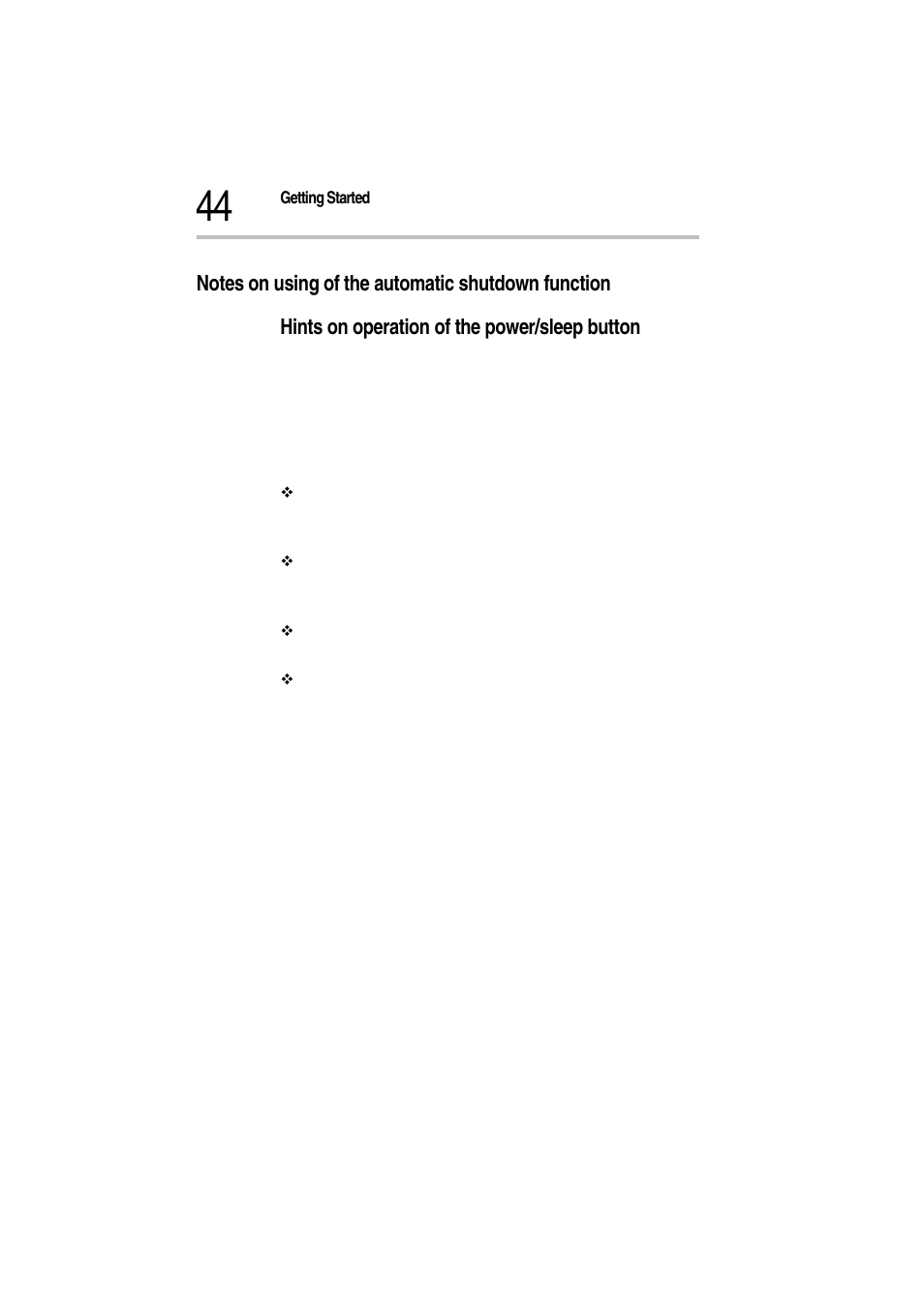 Notes on using of the automatic shutdown function, Hints on operation of the power/sleep button | Toshiba Magnia Z300 User Manual | Page 66 / 272