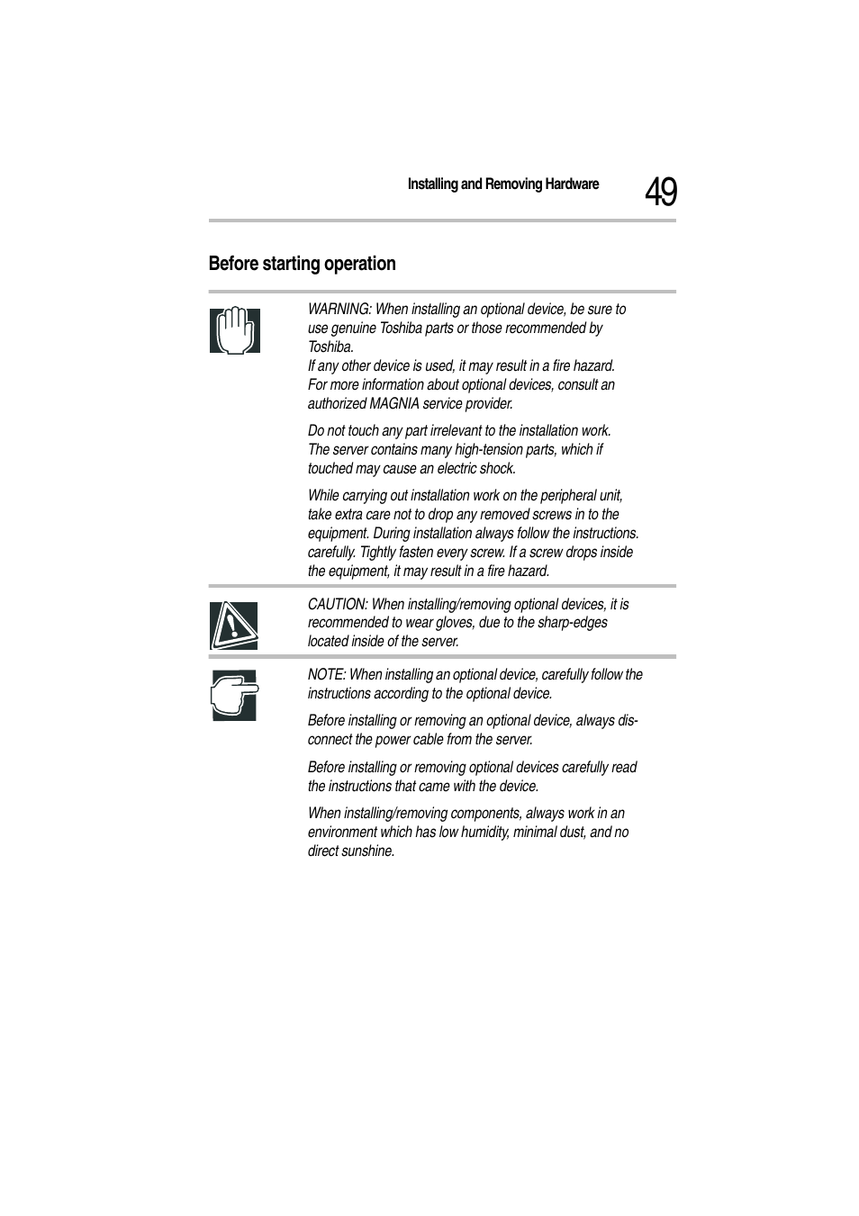 Before starting operation | Toshiba Magnia Z300 User Manual | Page 71 / 272