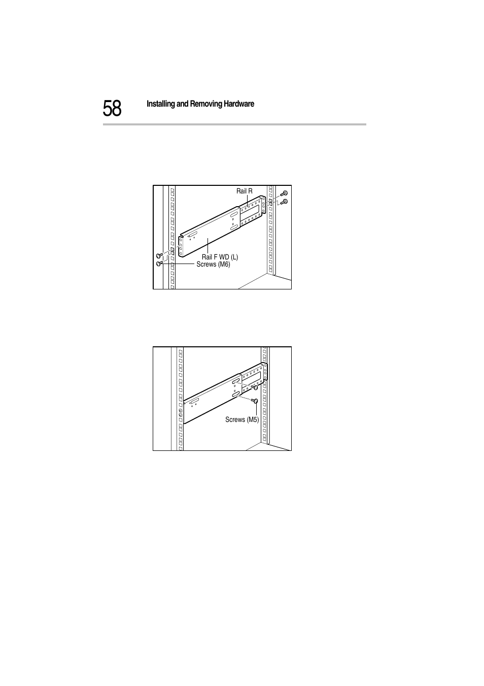 Temporarily fasten the rails, Fix rail f and rail r | Toshiba Magnia Z300 User Manual | Page 80 / 272