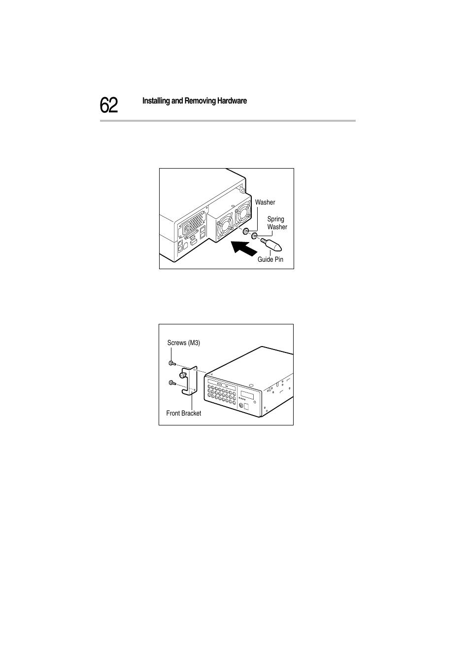 Attaching the guide pin, Attach the front bracket | Toshiba Magnia Z300 User Manual | Page 84 / 272