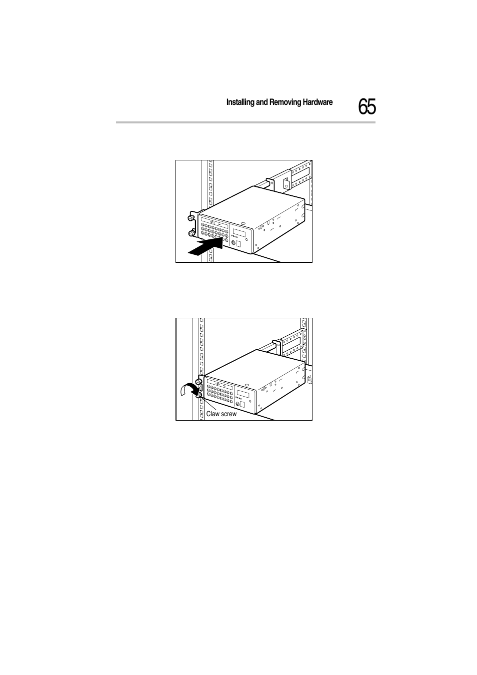 15 insert the entire base assembly into the rack, Inserting into rack blank module, Fix the housing on the left and right | Toshiba Magnia Z300 User Manual | Page 87 / 272