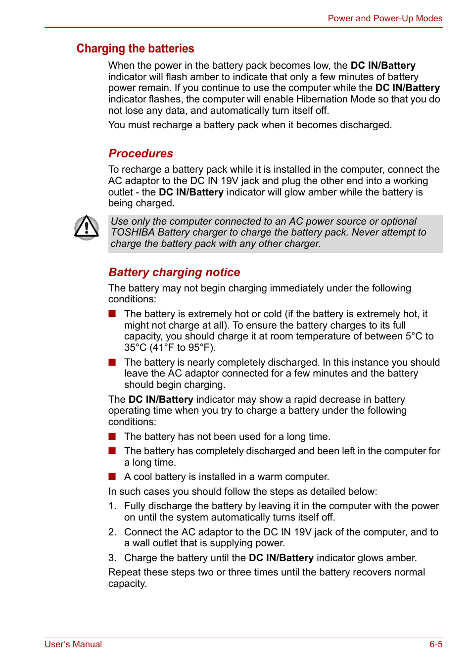 Charging the batteries | Toshiba Satellite Pro C660D User Manual | Page 100 / 153