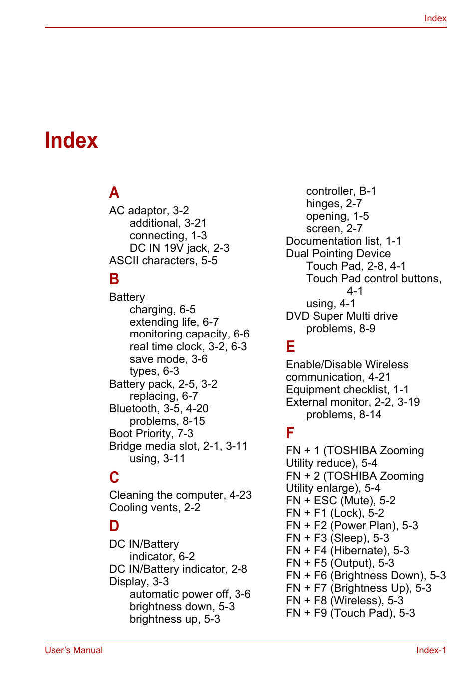 Index | Toshiba Satellite Pro C660D User Manual | Page 151 / 153