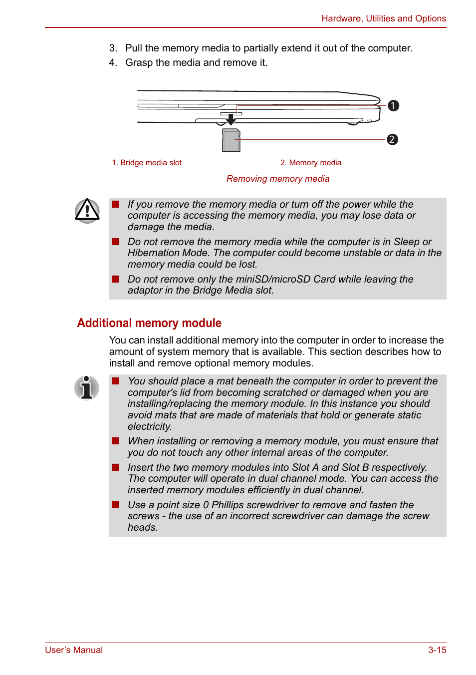 Additional memory module, Section | Toshiba Satellite Pro C660D User Manual | Page 59 / 153