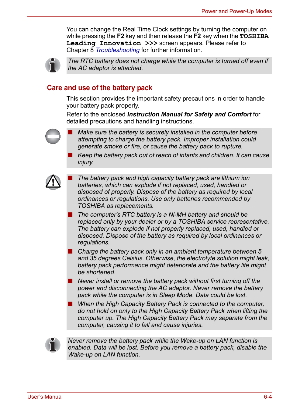 Care and use of the battery pack | Toshiba Satellite Pro C660D User Manual | Page 99 / 153