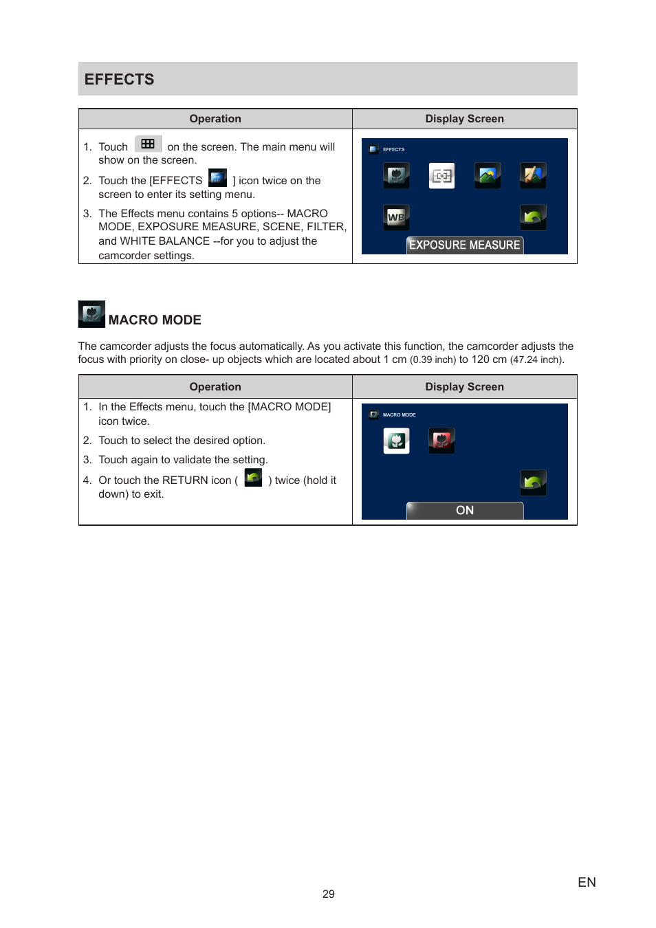 Effects | Toshiba Camileo X400 User Manual | Page 29 / 55