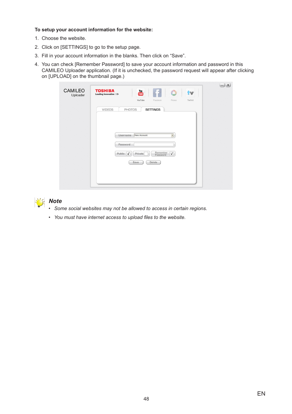 Toshiba Camileo X400 User Manual | Page 48 / 55