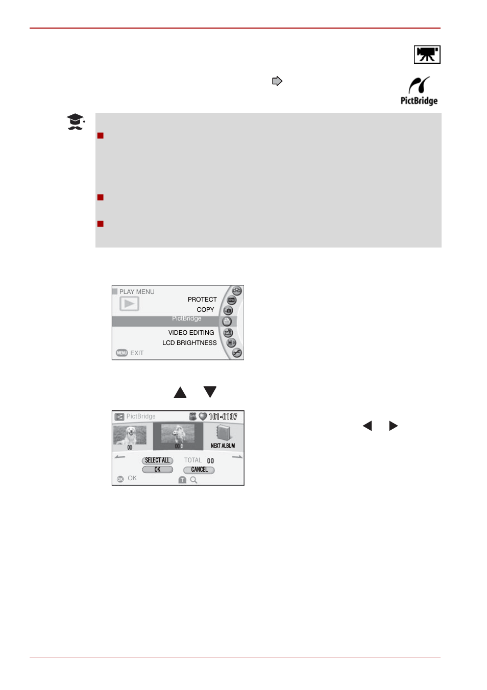 Printing directly from the camera using pictbridge | Toshiba Gigashot K Series User Manual | Page 104 / 162