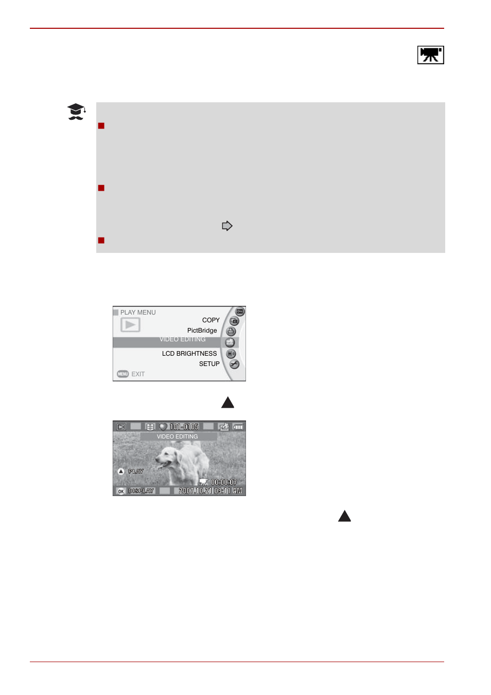 Editing videos | Toshiba Gigashot K Series User Manual | Page 106 / 162