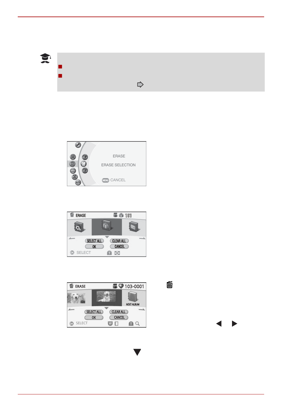 Erasing selected images | Toshiba Gigashot K Series User Manual | Page 110 / 162