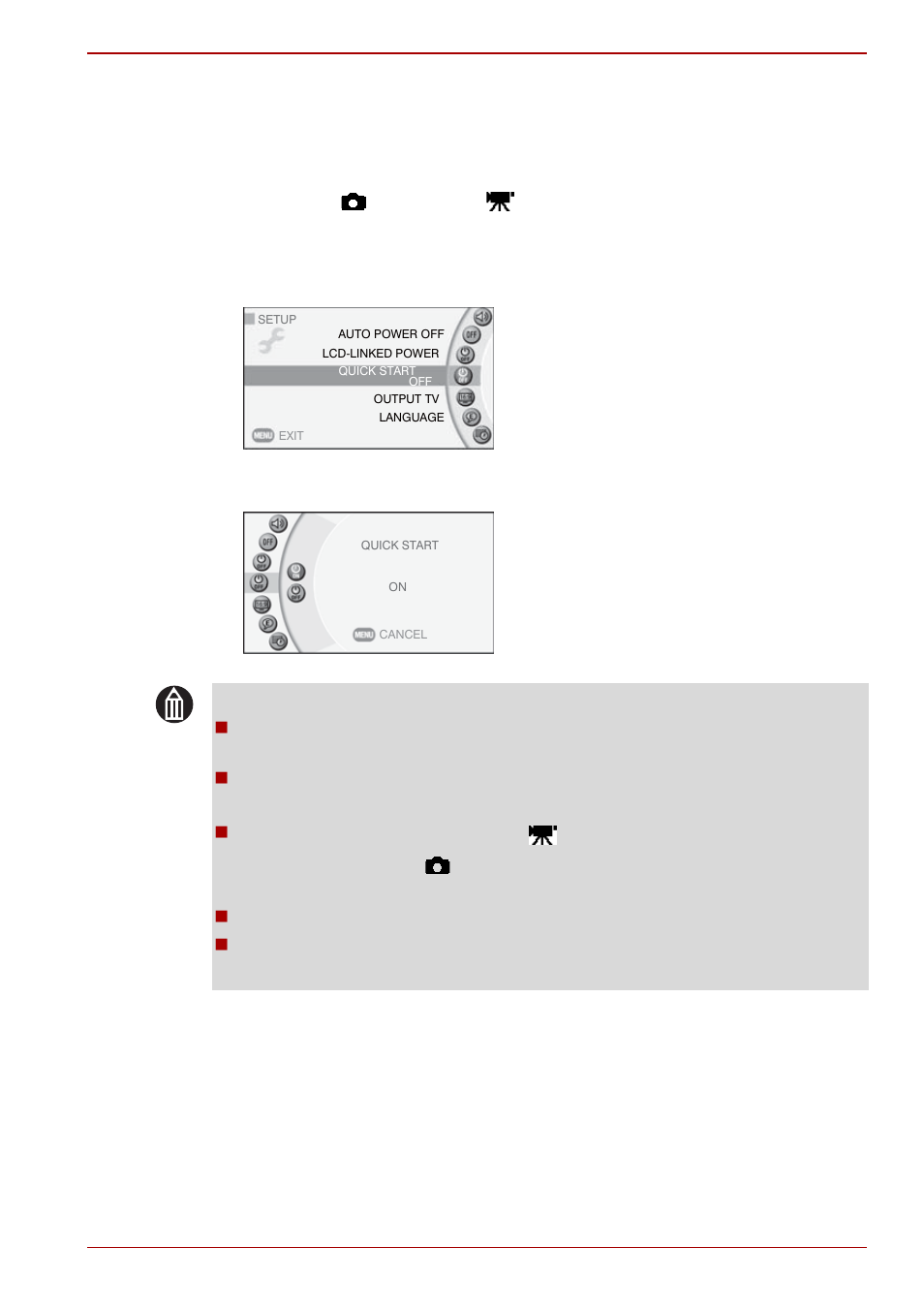 Quick start | Toshiba Gigashot K Series User Manual | Page 121 / 162