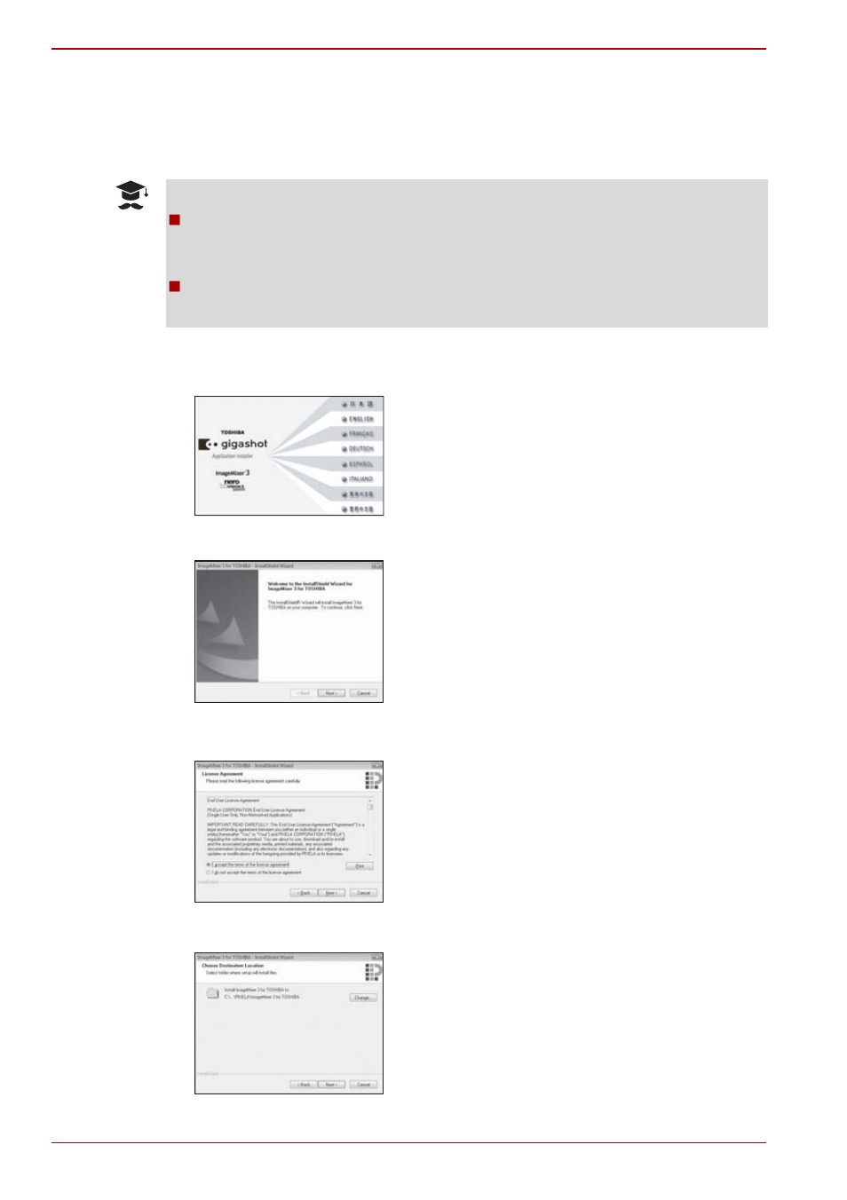 Installing the software | Toshiba Gigashot K Series User Manual | Page 136 / 162