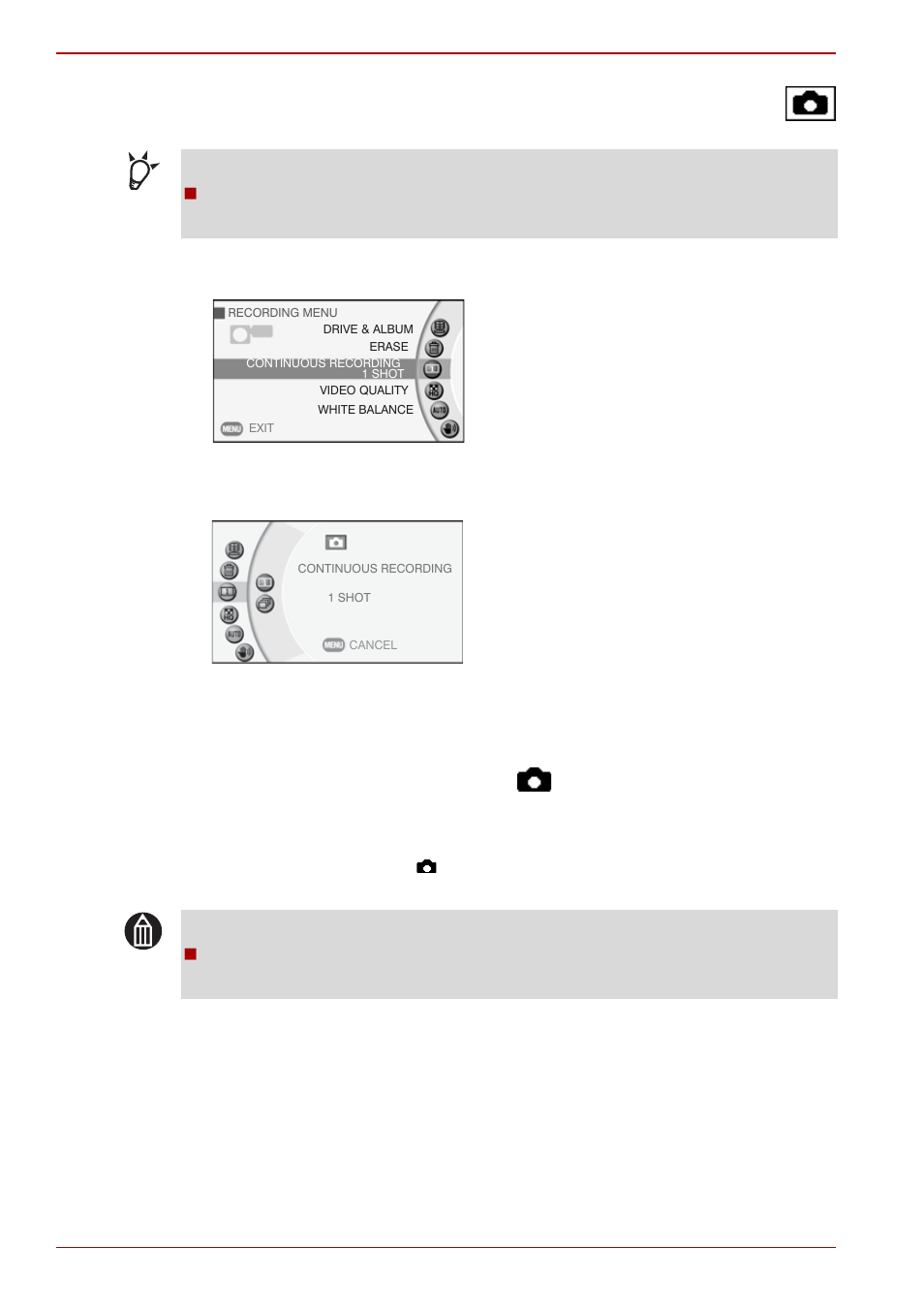 Continuous recording | Toshiba Gigashot K Series User Manual | Page 72 / 162