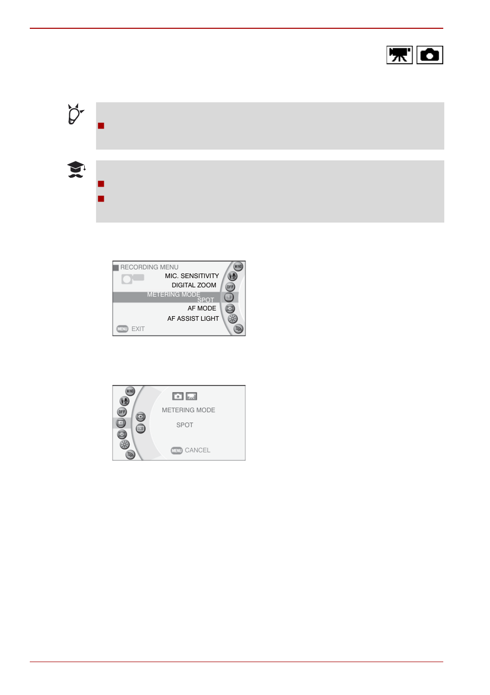 Selecting the metering mode | Toshiba Gigashot K Series User Manual | Page 80 / 162